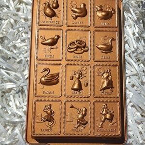 12 Days Of Christmas Bronzed Hvy Aluminum Cast Wall Decor Shortbread Cookie Mold